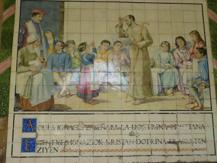 Fresco showing Saint Ignatius teaching catechism to children