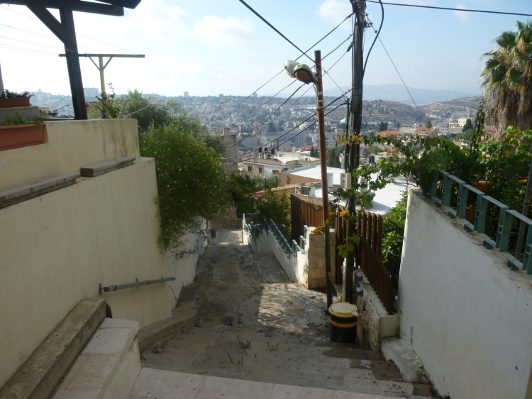 Looking back at the old city of Nazareth— the Church of the Assumption is in the middle