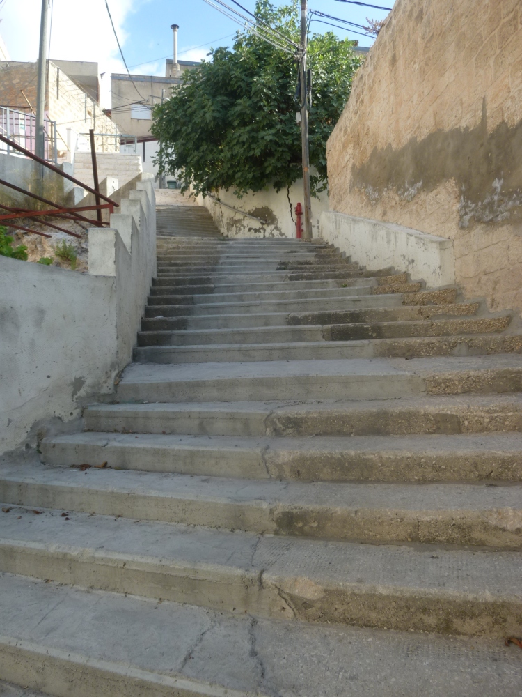 Some of the 406 steps up out of the Old City of Nazareth 