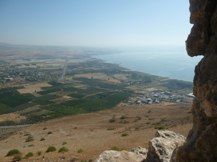 The view from inside a cave on the way down Mount Arbel