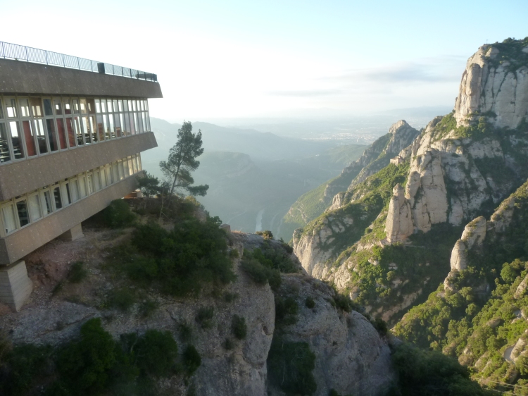 A restaurant perched on the mountain side at Montserrat