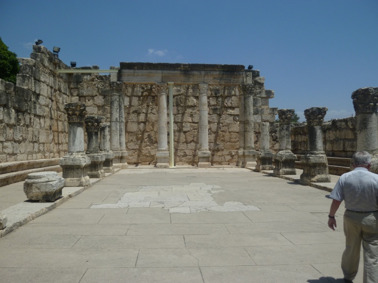 The ruins of an ancient synagogue at Capernaum